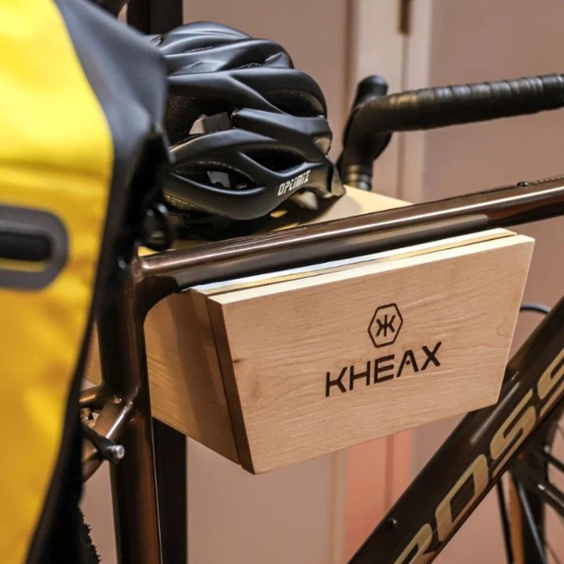 Porte-vélo mural en bois avec tiroir Kheax