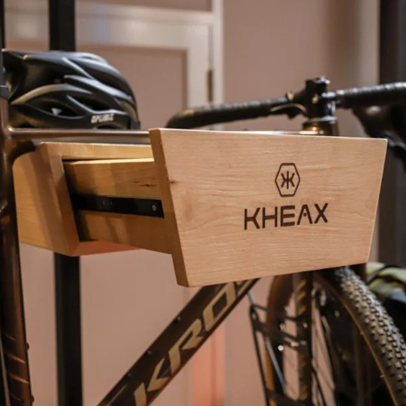 Porte-vélo mural en bois avec tiroir Kheax