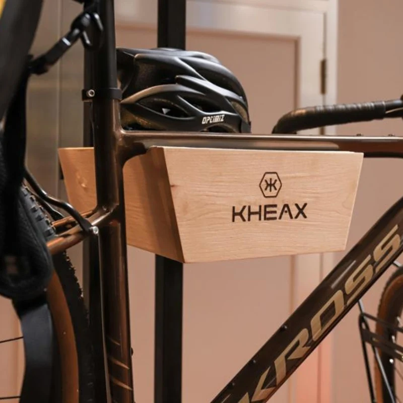 Porte-vélo mural en bois avec tiroir Kheax
