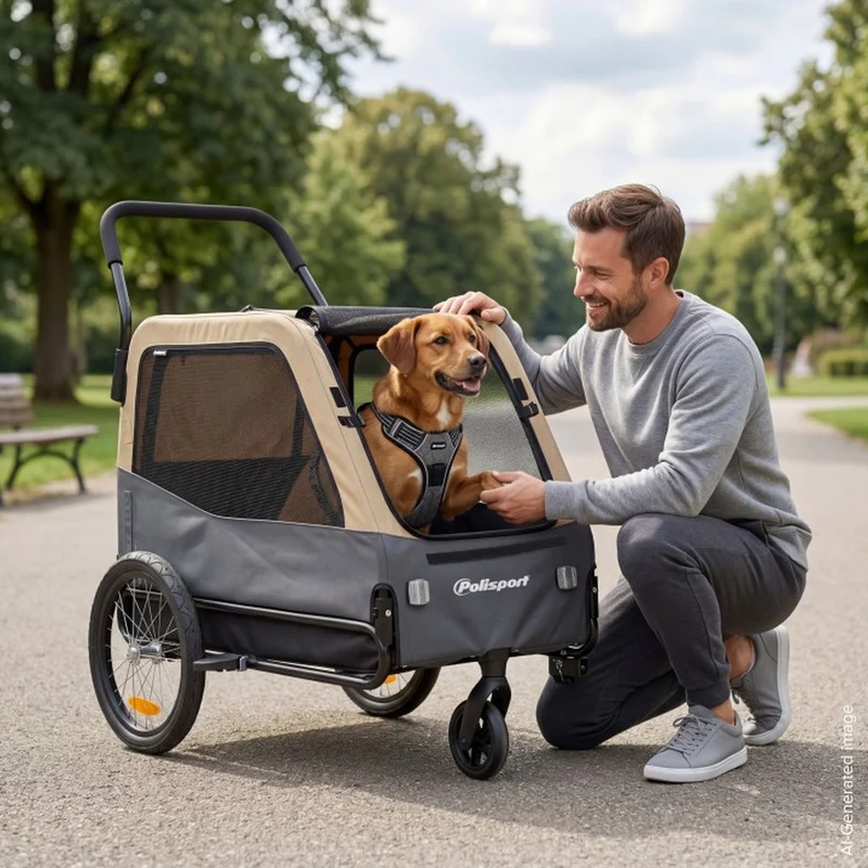 Remorque vélo pour chien 2-en-1 Polisport jusqu’à 45 kg