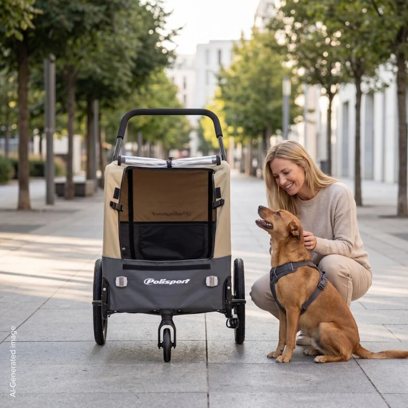 Remorque vélo pour chien 2-en-1 Polisport jusqu’à 45 kg