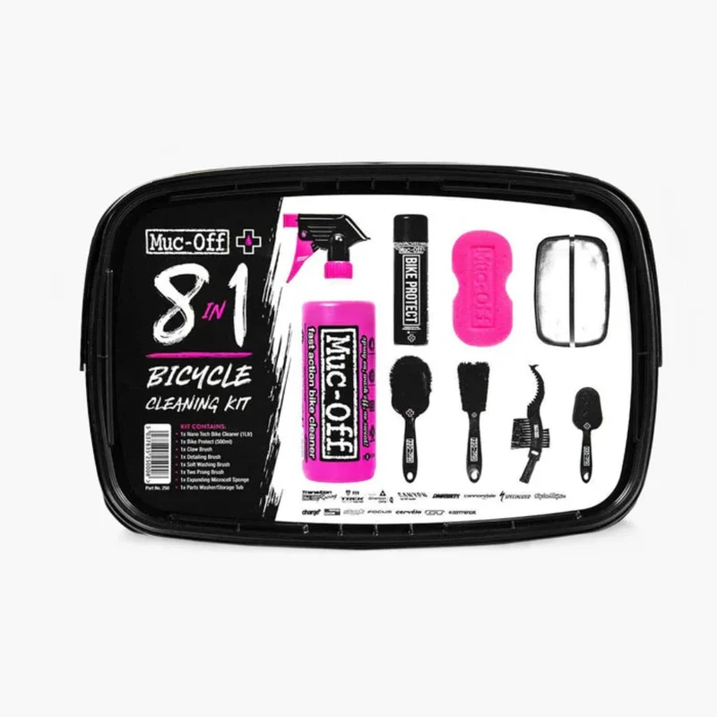 Muc-Off Bicycle Cleaning Kit 8 in 1-Cleaner, Sponge, Brushes, Spray