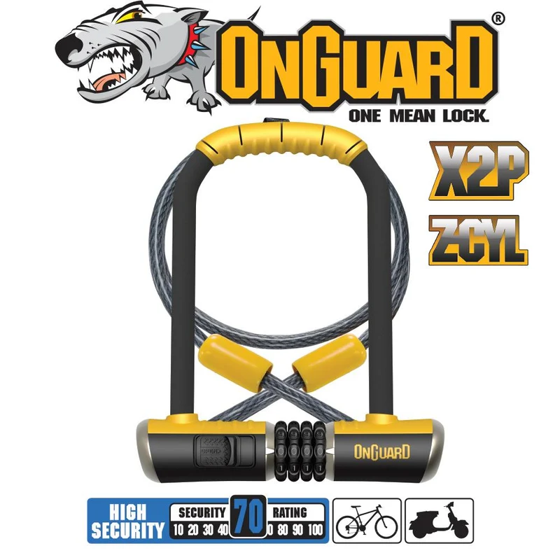 OnGuard Bulldog Series - DT Combo - Shackle 11.5cm x 23cm D 13mm Cable 120cm x 10mm