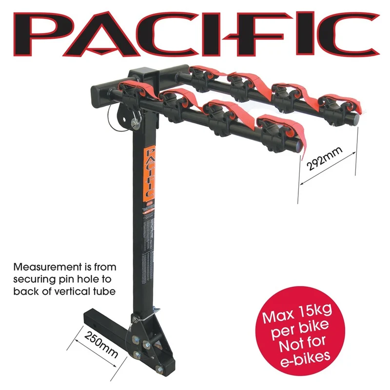 Pacific Tilt Square Hitch 4 Bike Rack - 50mm Hitch
