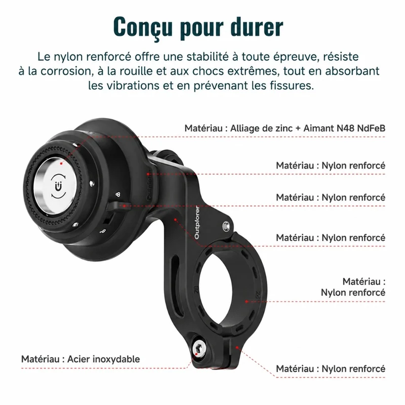 Support Smartphone vélo sur Guidon avec verrouillage antivol Outplorer QB01-Out