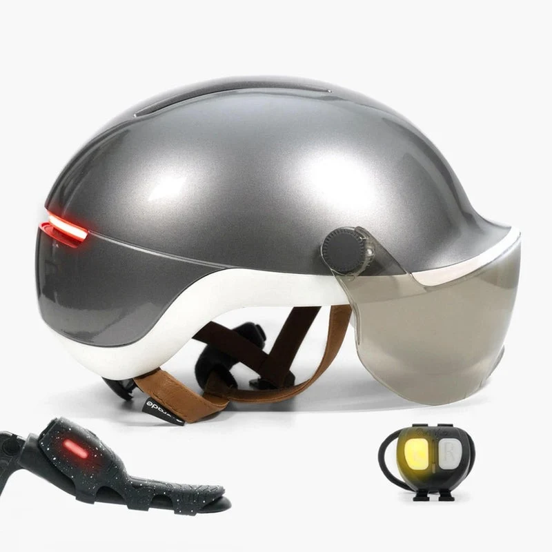 Casque vélo à visière avec Clignotants et Frein Stop Life Overade