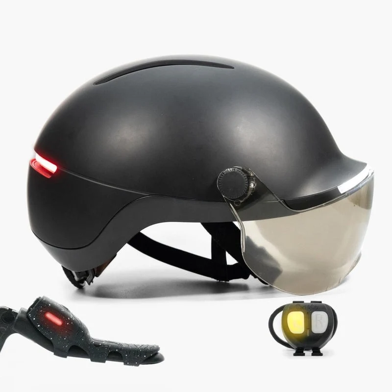 Casque vélo à visière avec Clignotants et Frein Stop Life Overade