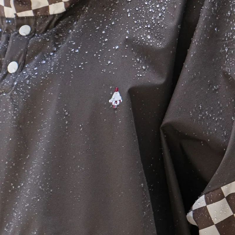 Poncho de pluie court Poule Party adulte Damier Kaki