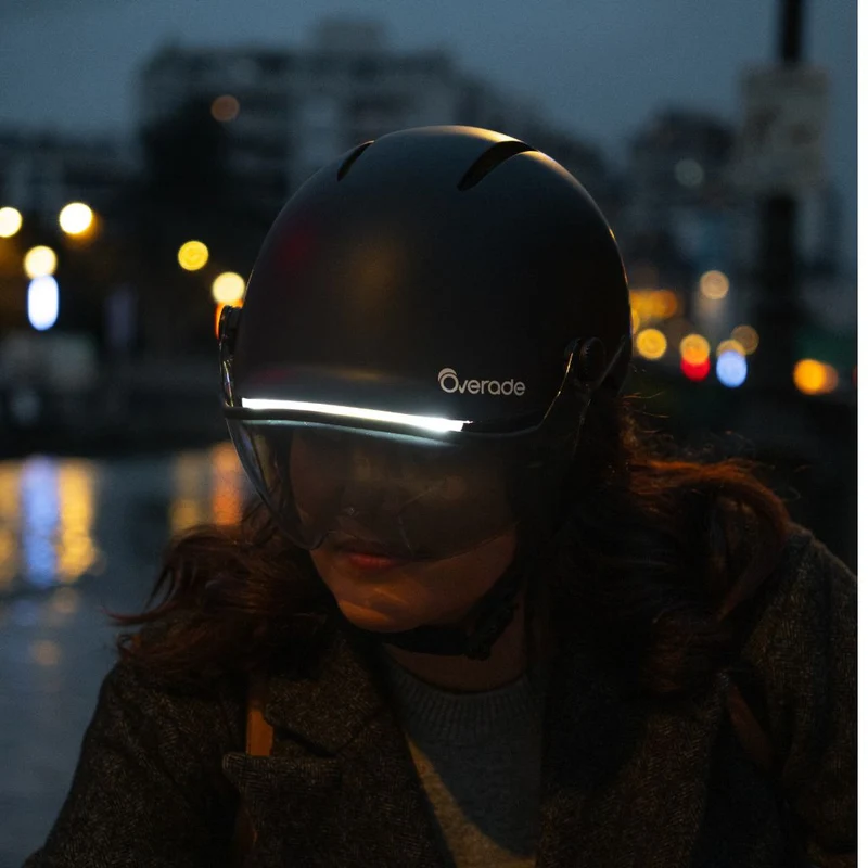 Casque vélo à visière lumineux avec clignotants Overade Life