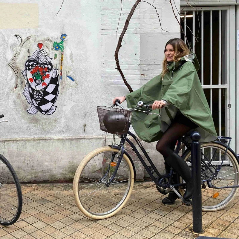 Cape de pluie vélo unisexe Le Temps des Grenouilles - Polyester 100% recyclé