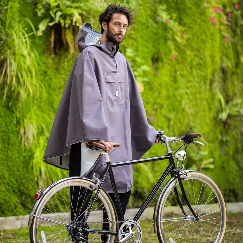 Cape de pluie vélo unisexe Le Temps des Grenouilles - Polyester 100% recyclé