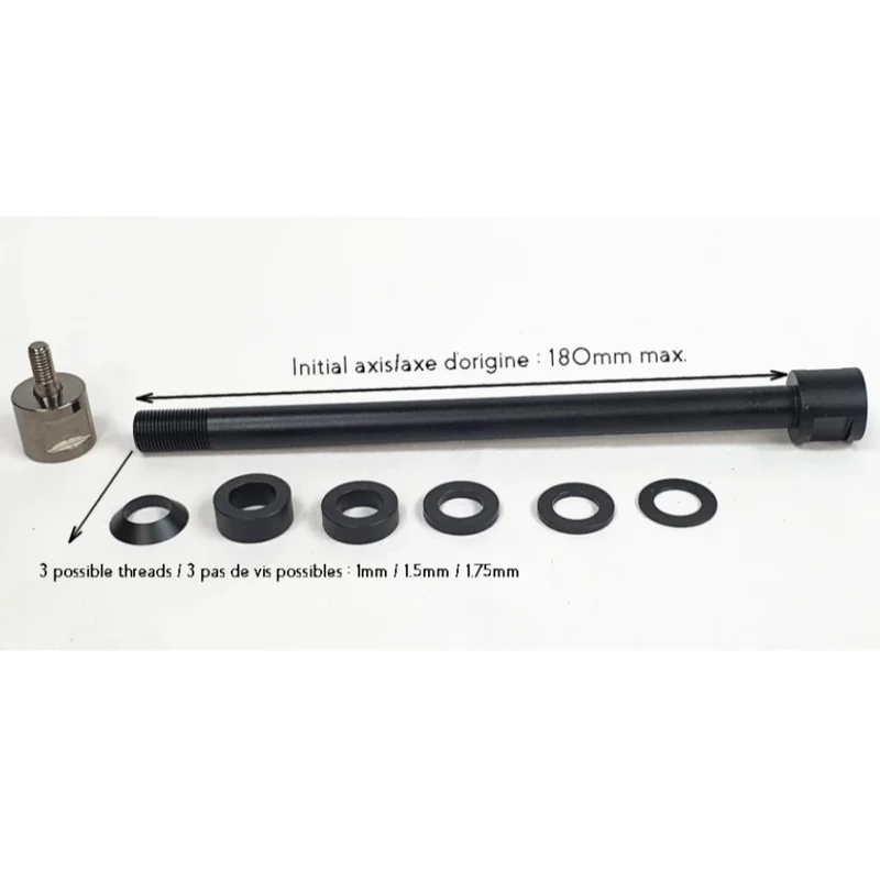 Axe traversant 12 mm sur roue arrière vélo pour remorque Kern SolarMoov