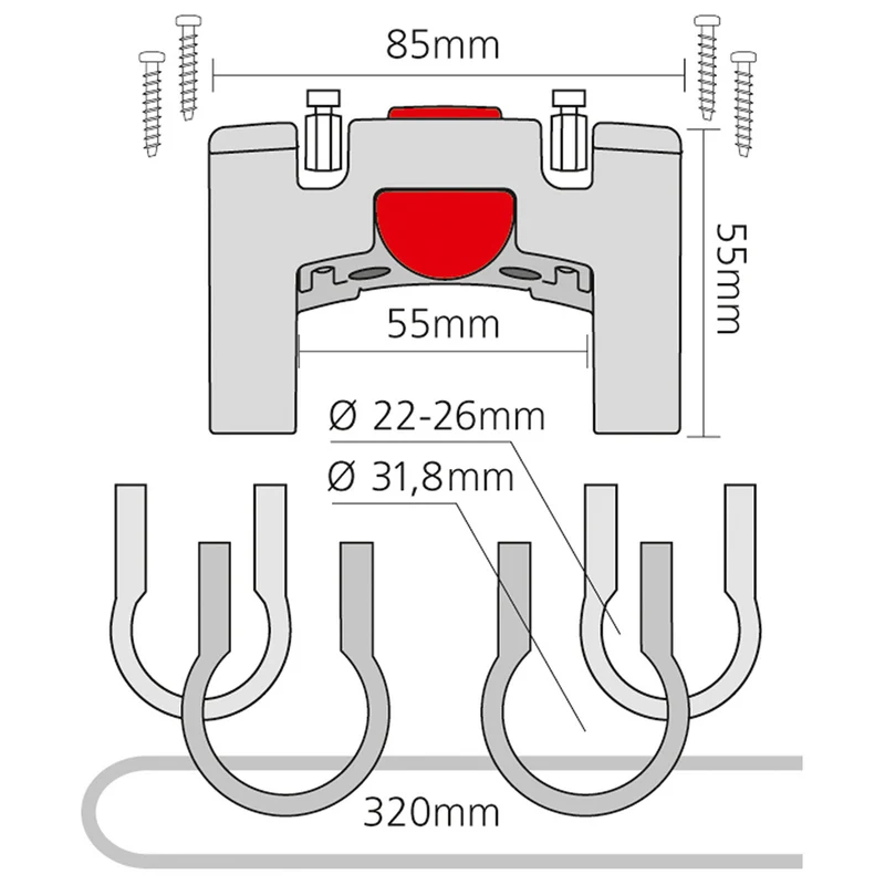 Support KLICKFIX pour Cintre Ø22-26mm / 31.8mm