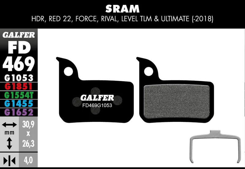 Galfer FD469 Brake Pads Sram Red 22 Force Rival Level Tlm and Ultimate (-2018)
