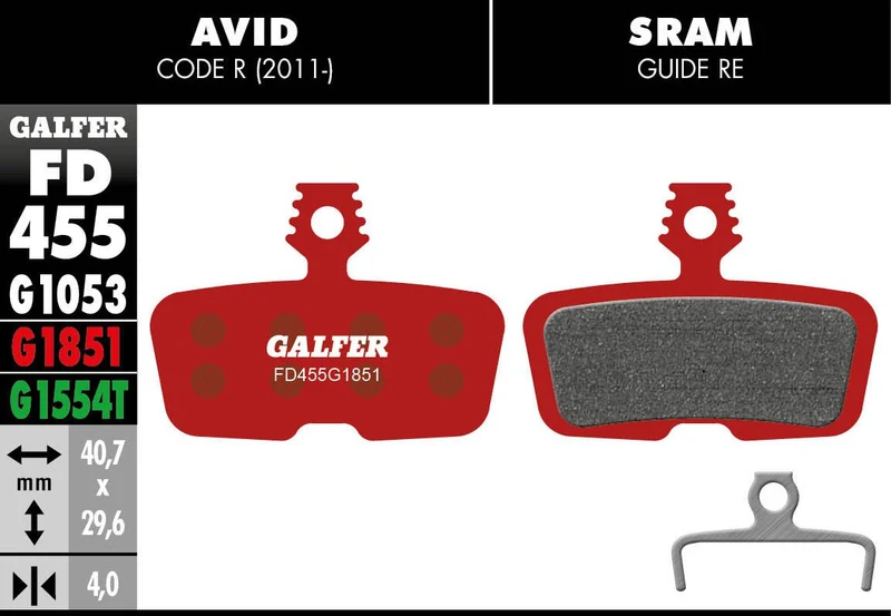 Galfer FD455 Brake Pads Avid Code R (2011-) SRAM Code R RSC Guide Re
