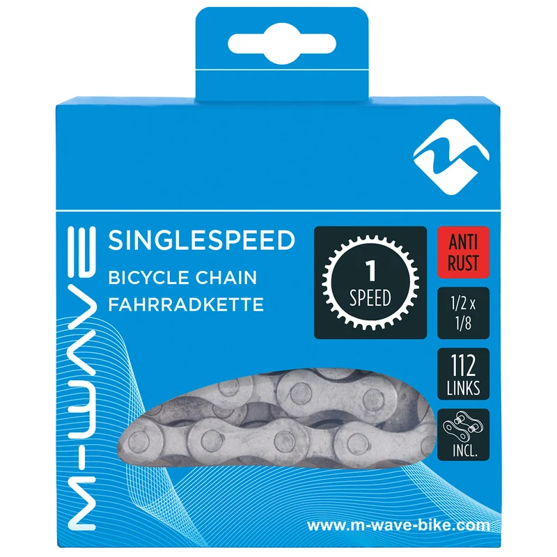 Chaine vélo anti-rouille 112 maillons pour mono vitesse 1/2 x 1/8