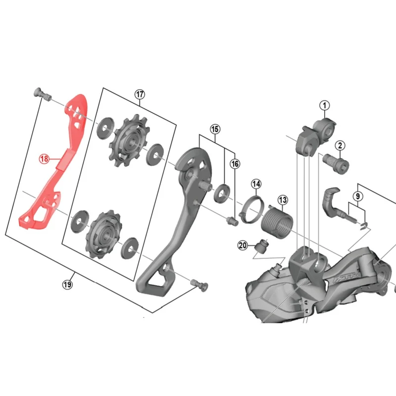 Chape de Dérailleur Arrière Interne Longue SHIMANO XTR Di2 RD-M9050-SGS