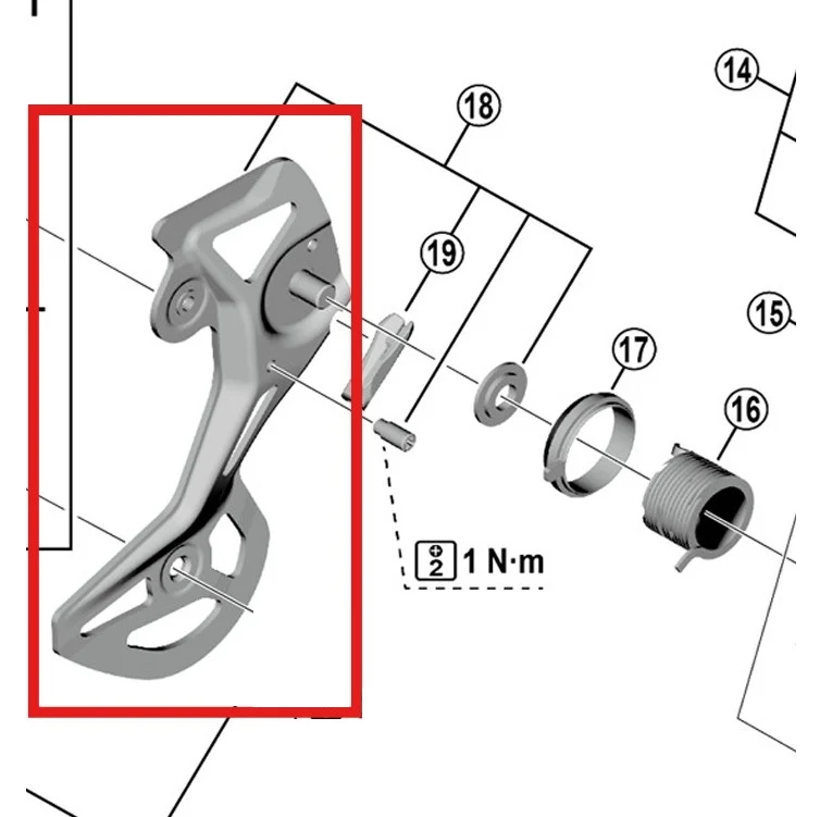 Chape de Dérailleur Arrière Externe SHIMANO GS RD-M8100RX822