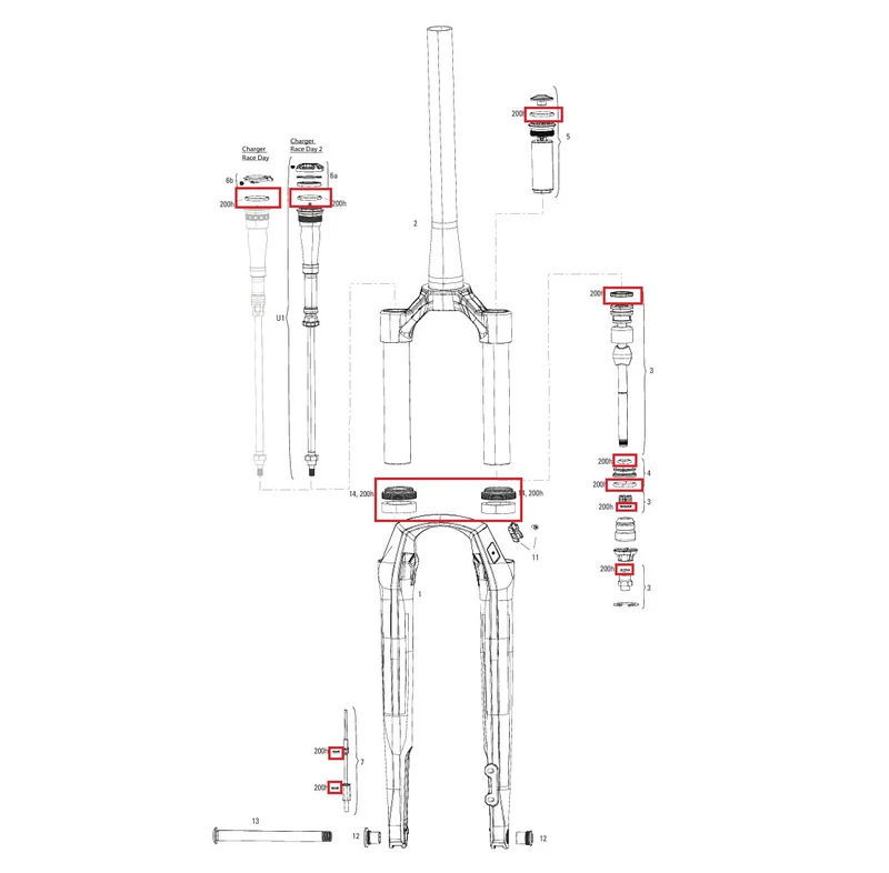 Kit Entretien 200 h/An ROCKSHOX RUDY XPLR BASE/ULTIMATE A1 (2022)