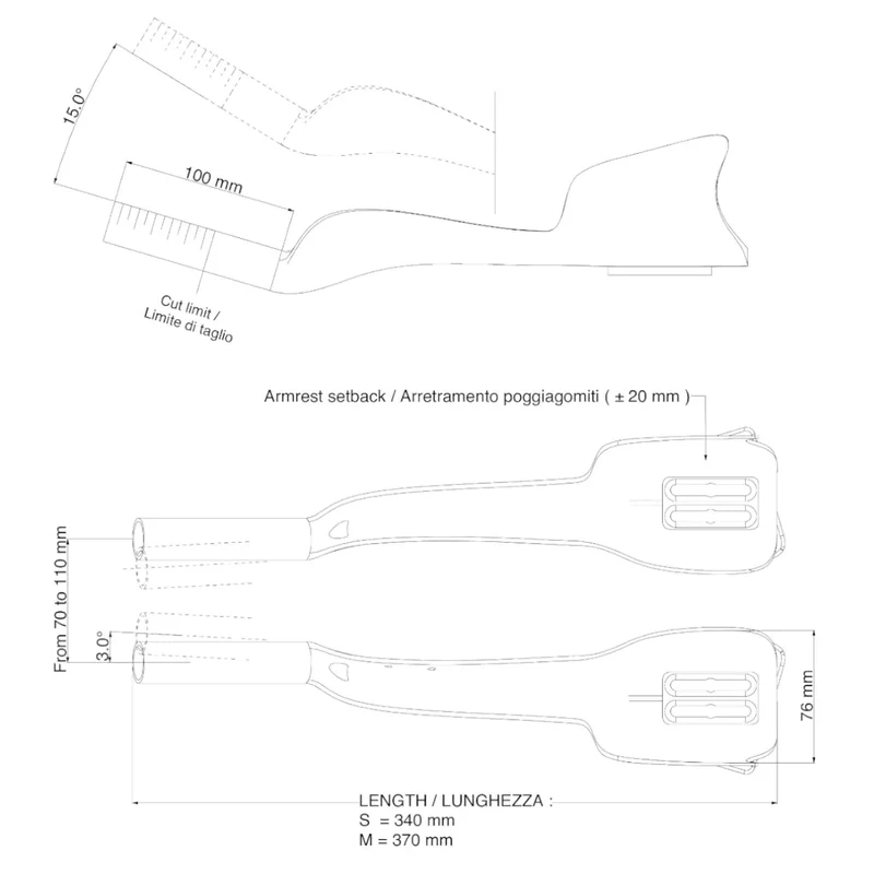 Prolongateurs de cintre DEDA JET TWO CARBONE Taille S