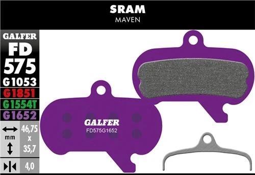 Plaquettes Semi-Métalliques GALFER E-Bike Sram Maven