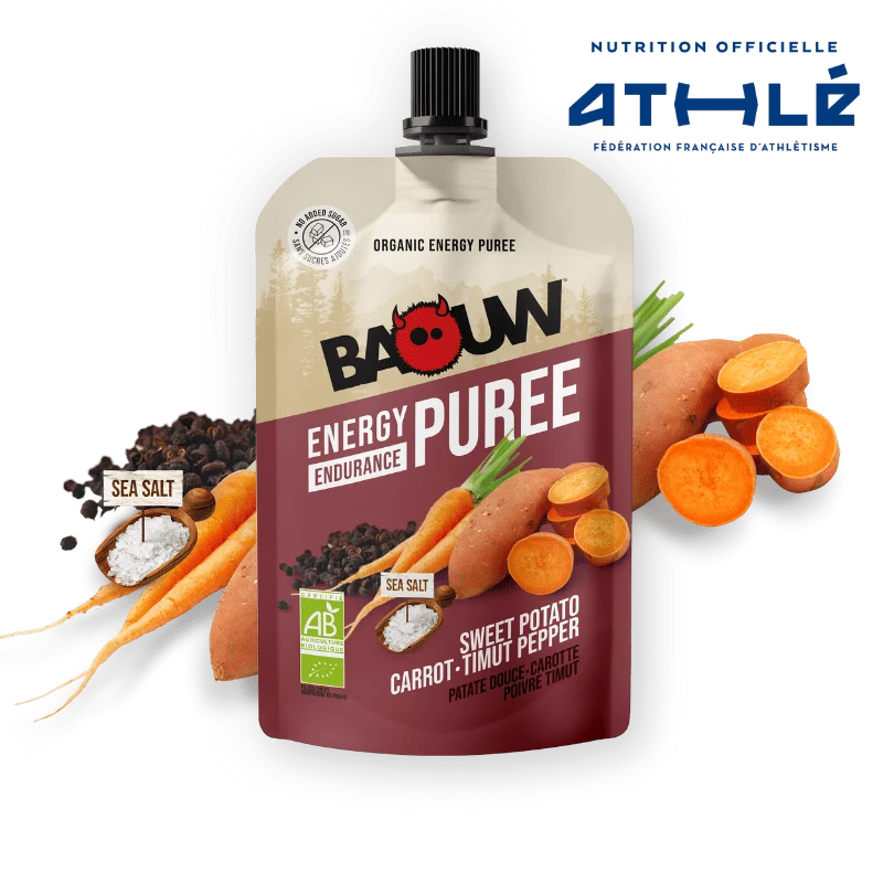 Purée Energétique BAOUW Bio Recette Salée Patate Douce/Carotte/Poivre (90g)