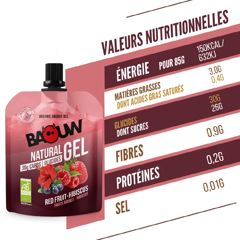 Gel Énergétique BAOUW BIO Fruits Rouges-Hibiscus (85g)