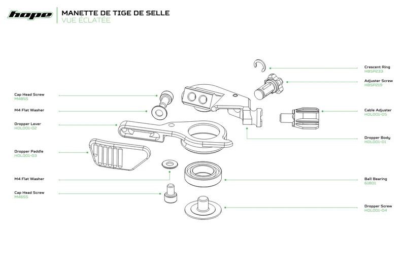 Commande de Tige de Selle HOPE Argent/Bleu