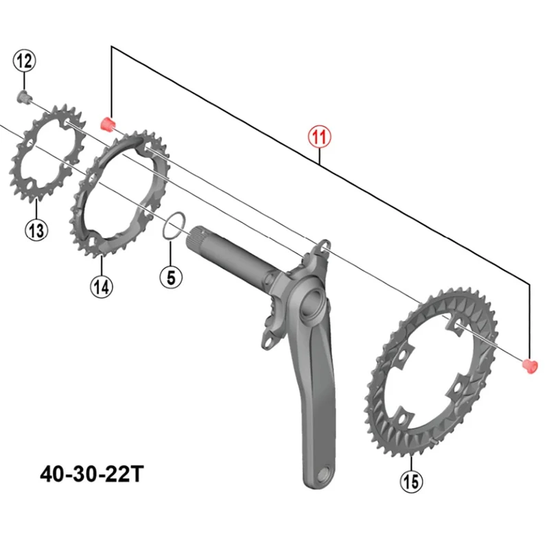 Kit Vis et Ecrous de Plateau Extérieur pour Pédalier Triple SHIMANO DEORE FC-M6000 Noir (x4)