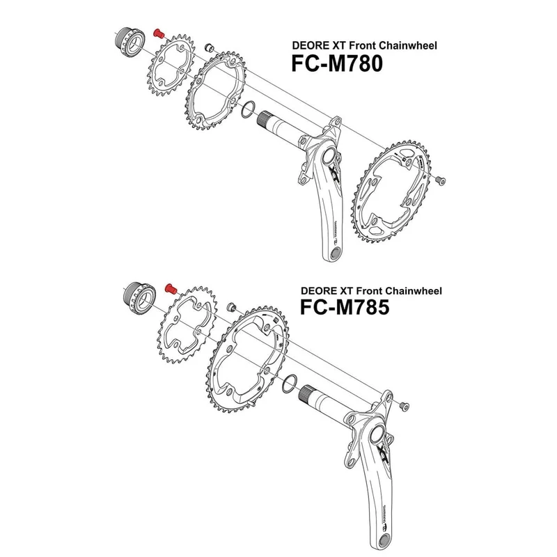 Kit Vis de Plateau Intérieur pour Pédalier SHIMANO XT M780 / M785 / FC R7000 Argent (x4)