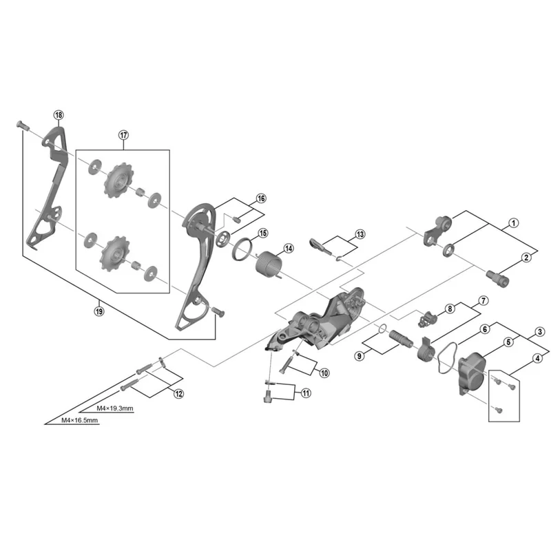 Galets de Dérailleur Arrière 10V SHIMANO DEORE M6000 pour Chape Longue Noir