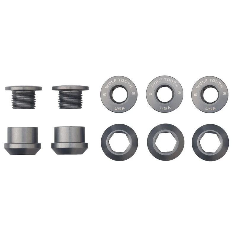 Kit Pédalier 5 Vis et Ecrous Cheminés M8x6 mm WOLF TOOTH 1X Gris