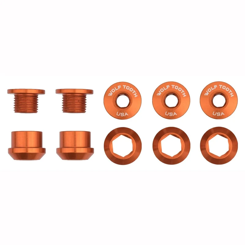 Kit Pédalier 5 Vis et Ecrous Cheminés M8x6 mm WOLF TOOTH 1X Orange