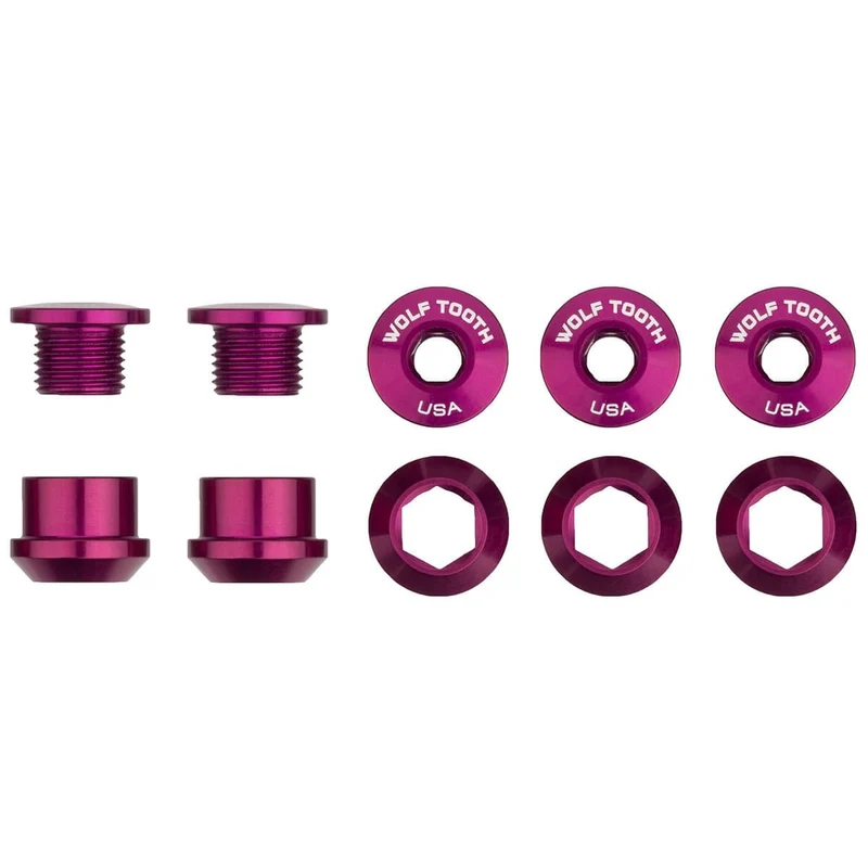 Kit Pédalier 5 Vis et Ecrous Cheminés M8x6 mm WOLF TOOTH 1X Violet