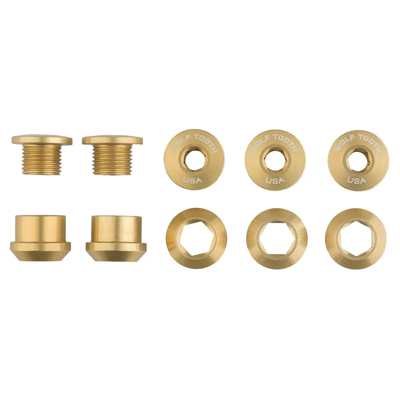 Kit Pédalier 5 Vis et Ecrous Cheminés M8x6 mm WOLF TOOTH 1X Or