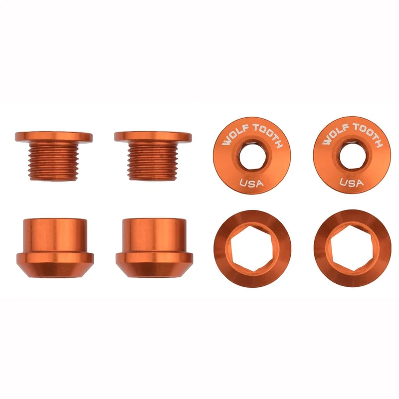 Kit 4 Vis et Ecrous Cheminés M8x6 mm WOLF TOOTH Transmission 1X Orange
