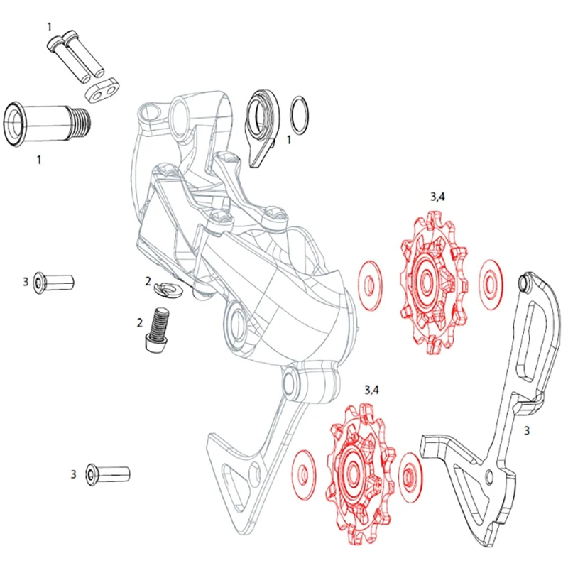 Galets Dérailleur Arrière 11V SRAM X01/X01DH/X1/GX/FORCE1/CX1/RIVAL1 X-SYNC (x2)