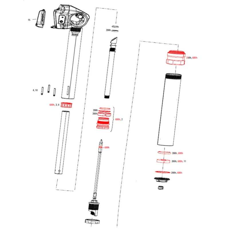 Kit Joints Entretien 600h/ 3 Ans pour Tige de Selle ROCKSHOX REVERB AXS A1