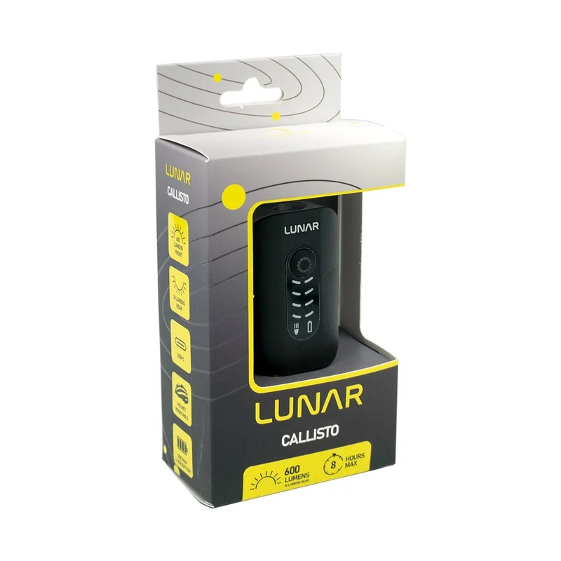 LUNAR CALLISTO 600 Front and Rear Light USB-C - Includes Helmet Mount
