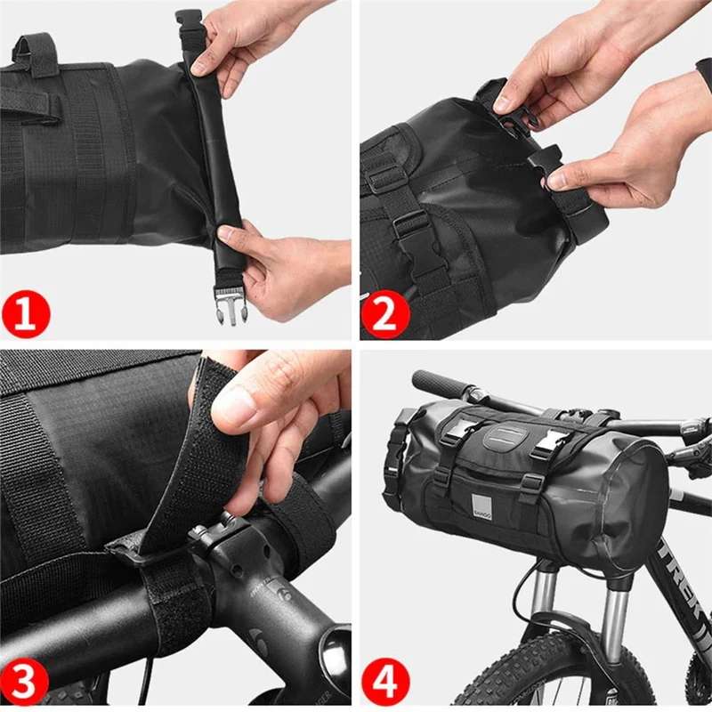 SAHOO Waterproof Handlebar Bag – Roll-Top Design – 3–7L (40x15cm)