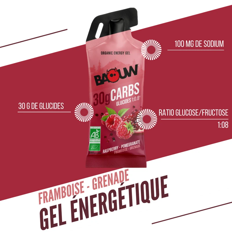 Gel Énergétique BAOUW Framboise/Grenade (44g)