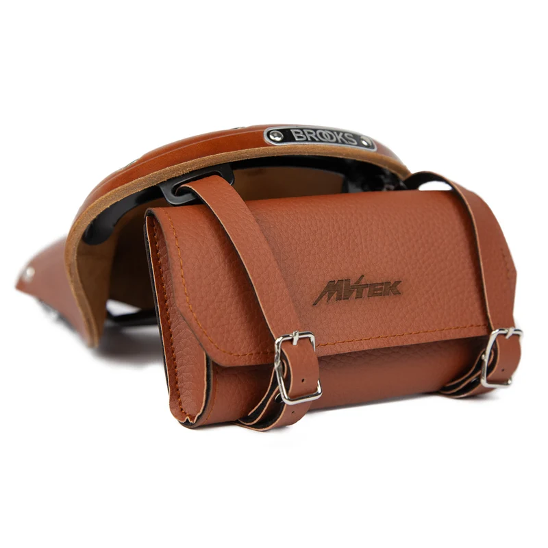 Sacoche de selle imitation cuir vintage marron