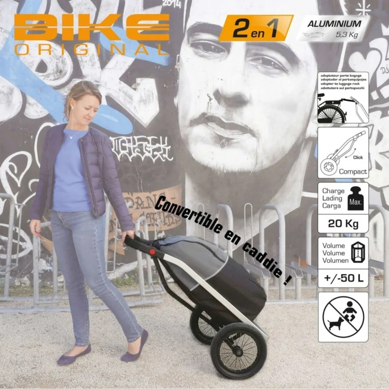 Remorque vélo chariot Shopping Trailer 50L