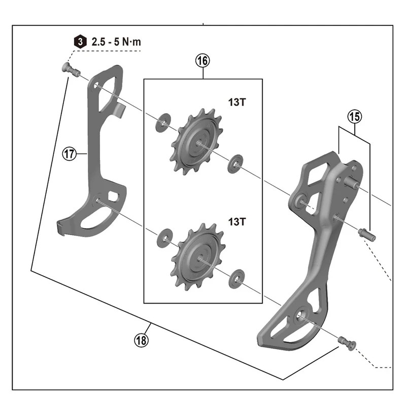 Chape et Galets de Dérailleur Arrière 12V SHIMANO XTR RD-M9250 SGS