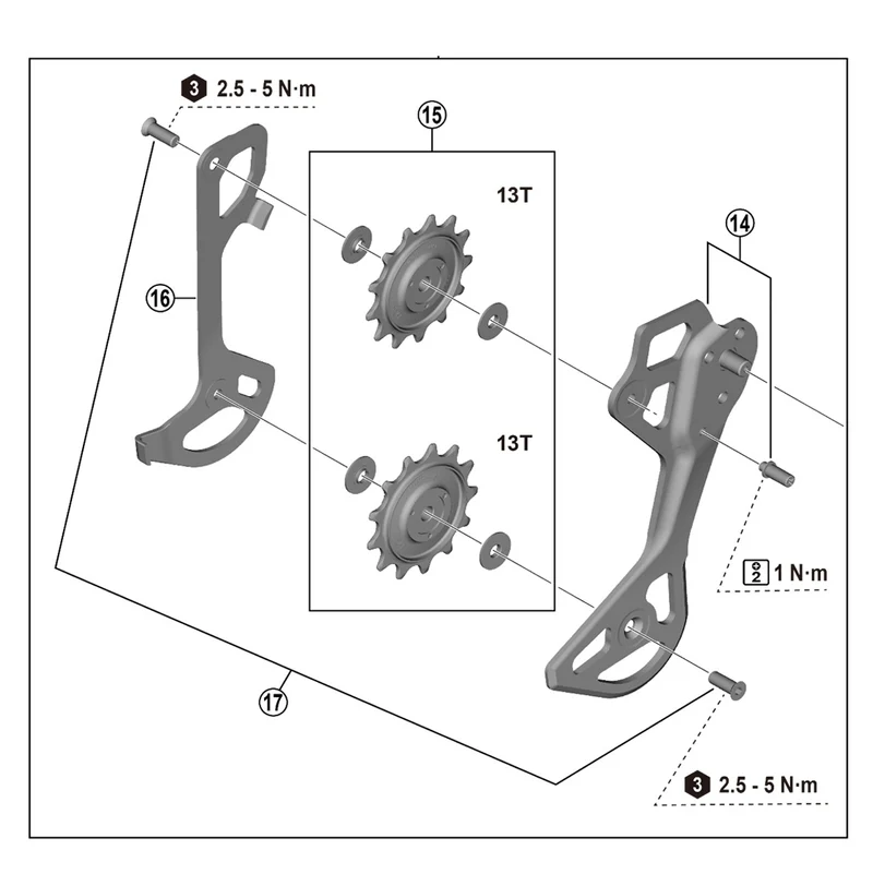 Chape et Galets de Dérailleur Arrière 12V SHIMANO XT RD-M8250 SGS