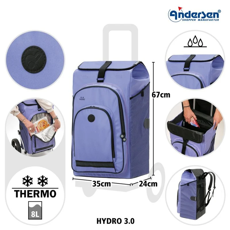 Caddie vélo Andersen Royal Plus + sac isotherme Hydro 62L