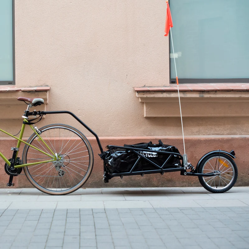 Remorque de vélo mono roue sur tige de selle avec sac étanche