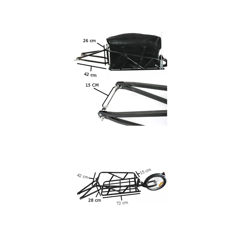 Remorque vélo mono roue avec amortisseur