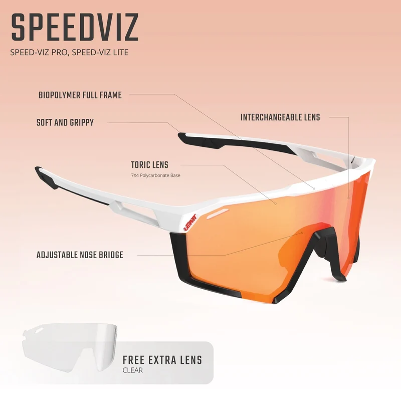Lunettes LEATT SPEEDVIZ PRO Blanc Verre Photochromique Iriz Cryztal Rouge