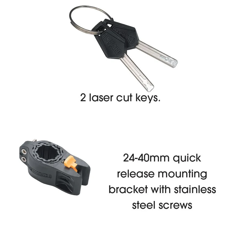 OnGuard OG Series - Mini U-Lock and Cable Keyed - 90mm x 140mm x 11mm